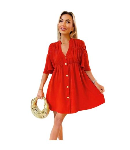 Robe À Smocks Femme Orange Foncé AX Paris