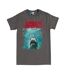 Unisex Adult Movie Poster Distressed T-shirt Charcoal Jaws-1
