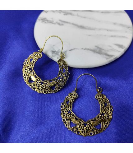 Ethnic Style Retro Hollow Carving Geometric Asian Oxidised Boho Dangle Earring