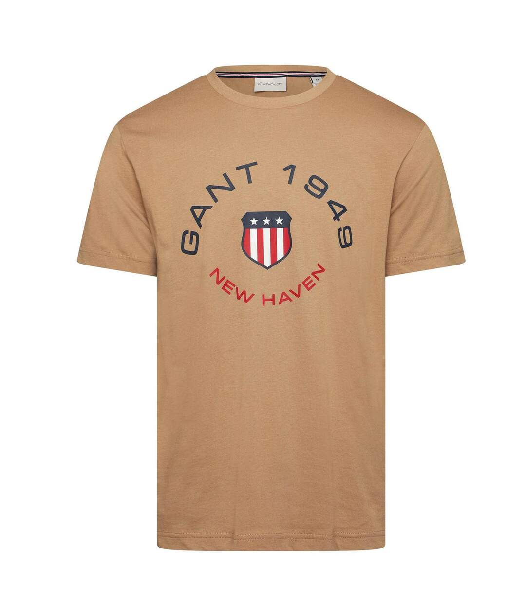 Mens Short-sleeved T-shirt Caramel Beige Gant-1