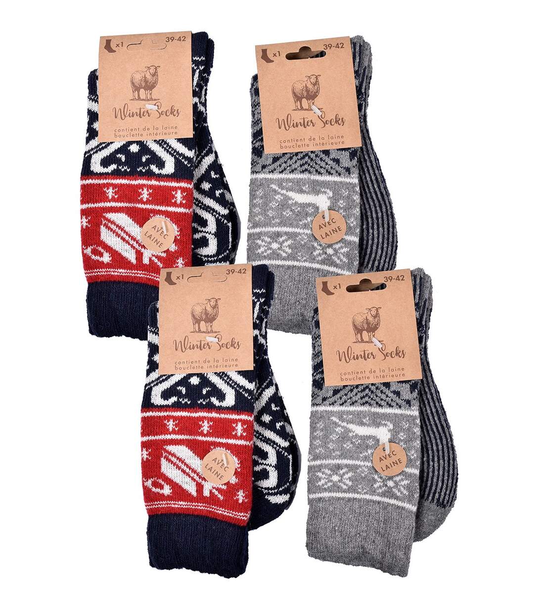 Chaussettes Homme WINTER SOCKS Pack de 4 Paires 0632 LAINE MAJORITAIRE