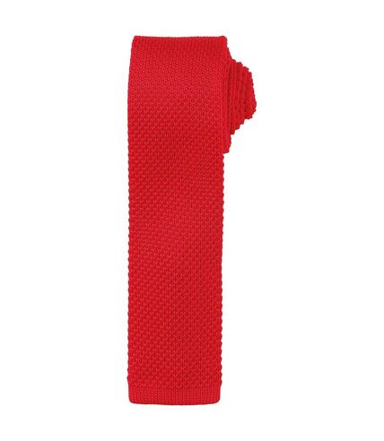 Unisex adult slim knitted tie one size red Premier
