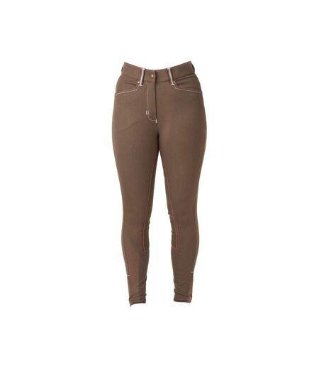 HyPERFORMANCE Womens/Ladies Denim Look with Leather Seat Breeches (Brown)