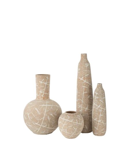 Vase Globe en Grès Dune 52cm Beige & Blanc