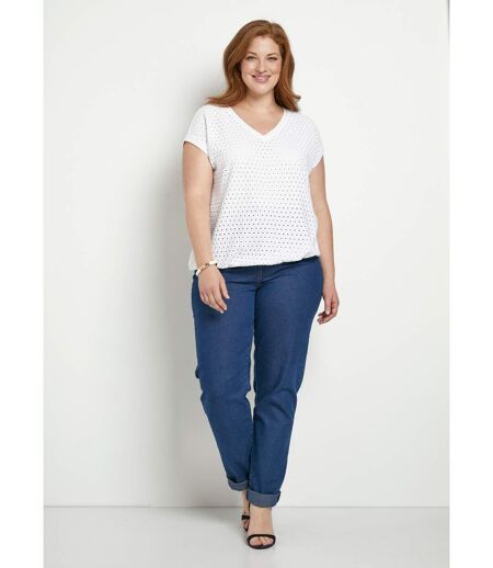 T-shirt ample blousant court uni col V