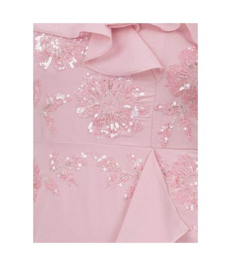 Robe Mi-longue Motif/style Embelli De Floral Femme Rose Clair Maya Deluxe