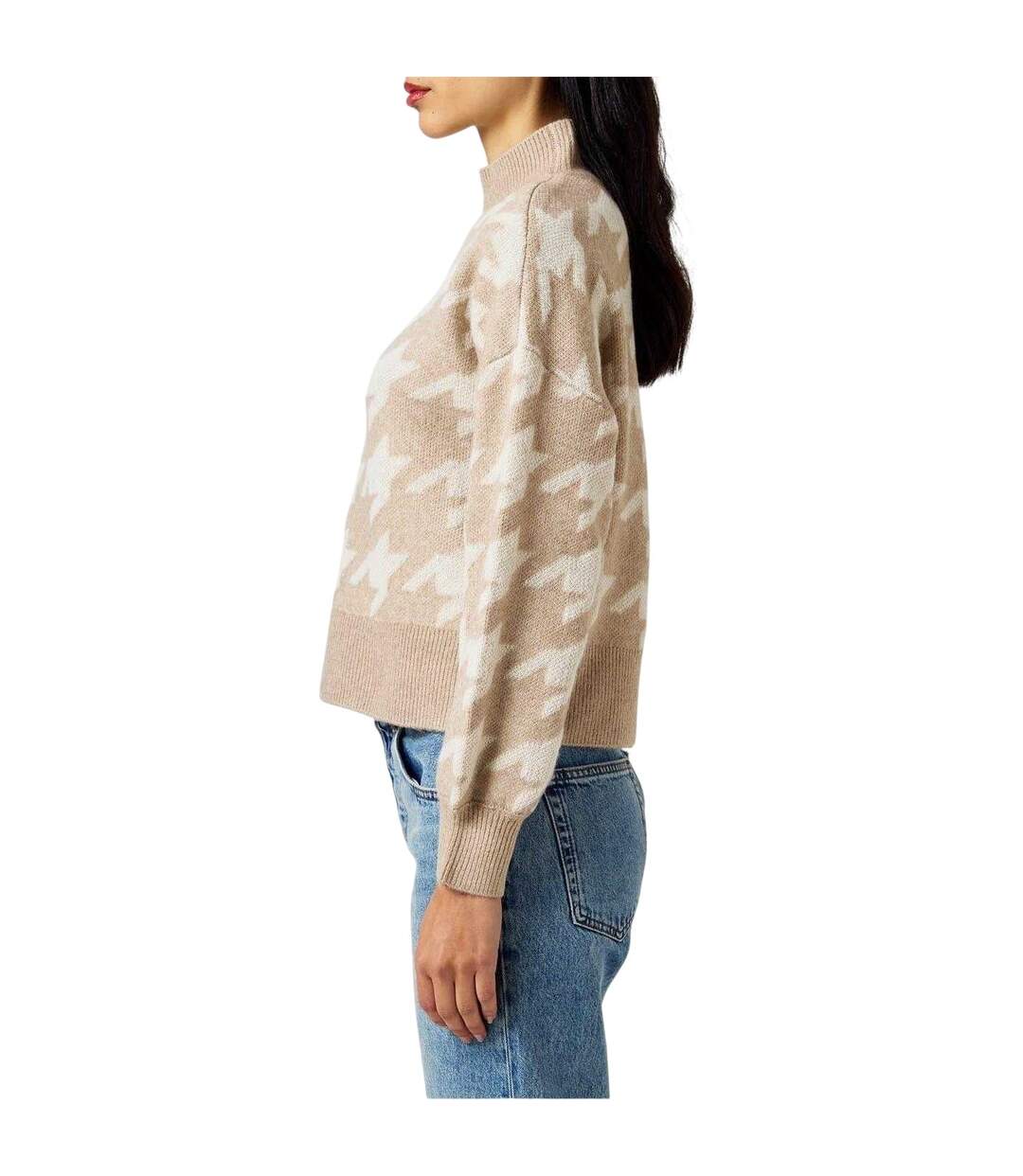Pull Motif/style Pied-de-poule Femme Marron Clair Vero Moda-4