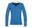 MAYFLOWER NOVICE2 – Tee-shirt manches longues bleu col tunisien satin pour un style chic et fluide-2