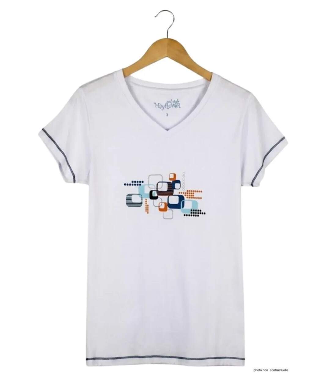 MAYFLOWER SE1204B - Haut blanc extensible en maille Lycra : confort fluide et élégance sans pli-2