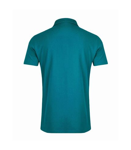 Mens miles pique natural polo shirt peacock blue Weird Fish