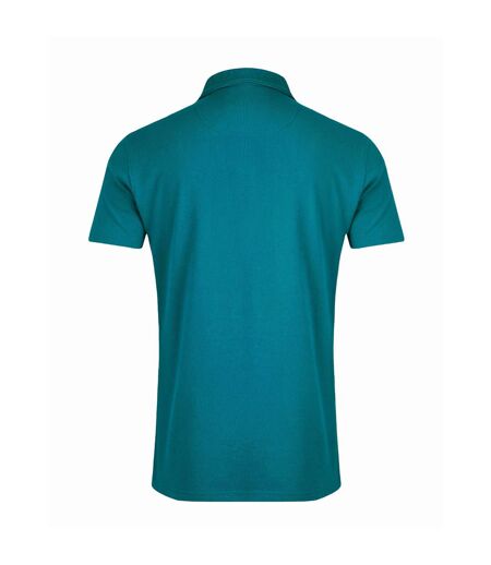 Mens miles pique organic polo shirt peacock blue Weird Fish