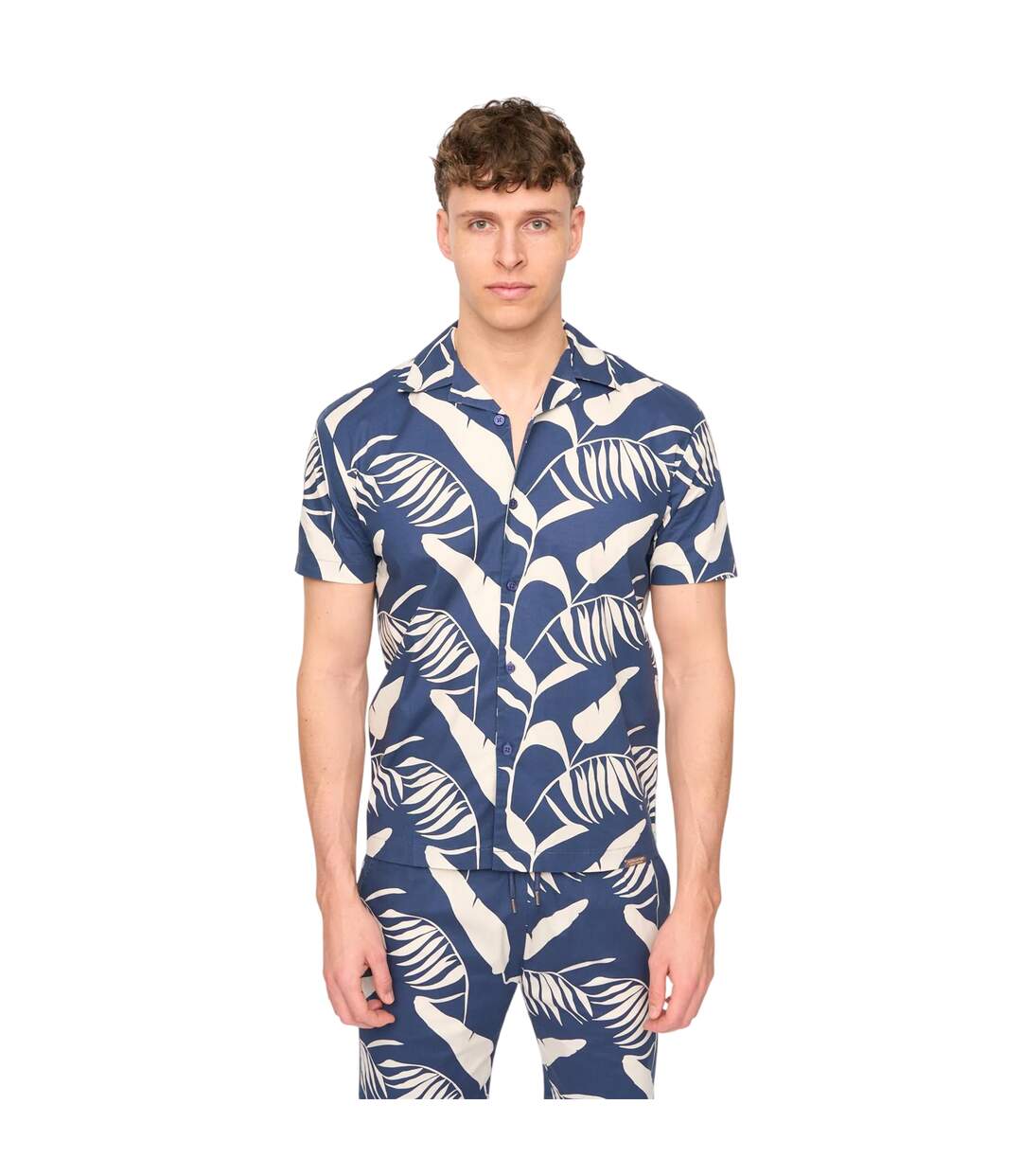 Ensemble T-shirt Et Short Motif/style Feuilles Tropicales Hopkinton Homme Bleu Marine Duck And Cover-3