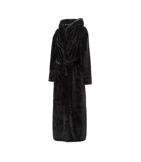 Womens/ladies Plain Hooded Robe Black Biba