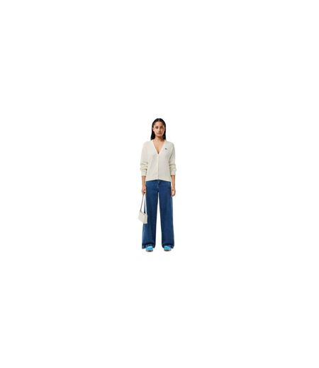 Womens/ladies V Neck Relaxed Fit Cardigan White Lacoste