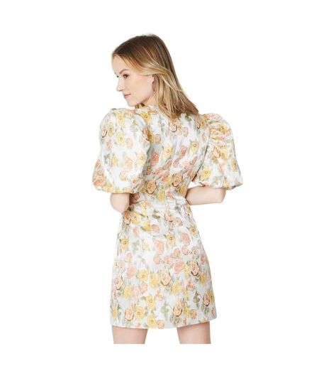 Womens/ladies floral jacquard square neck mini dress multicoloured Dorothy Perkins