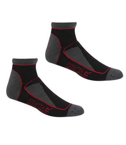 Regatta Womens/Ladies Samaris Trail Colour Block Ankle Socks (Pack of 2) (Black/Cherry Pink) - UTRG6286