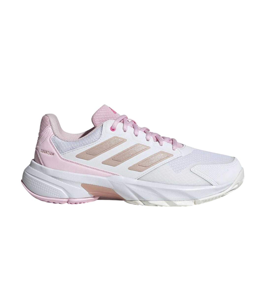 Womens/ladies Courtjam Control 3 Tennis Shoes White Metallic Pink Adidas-4