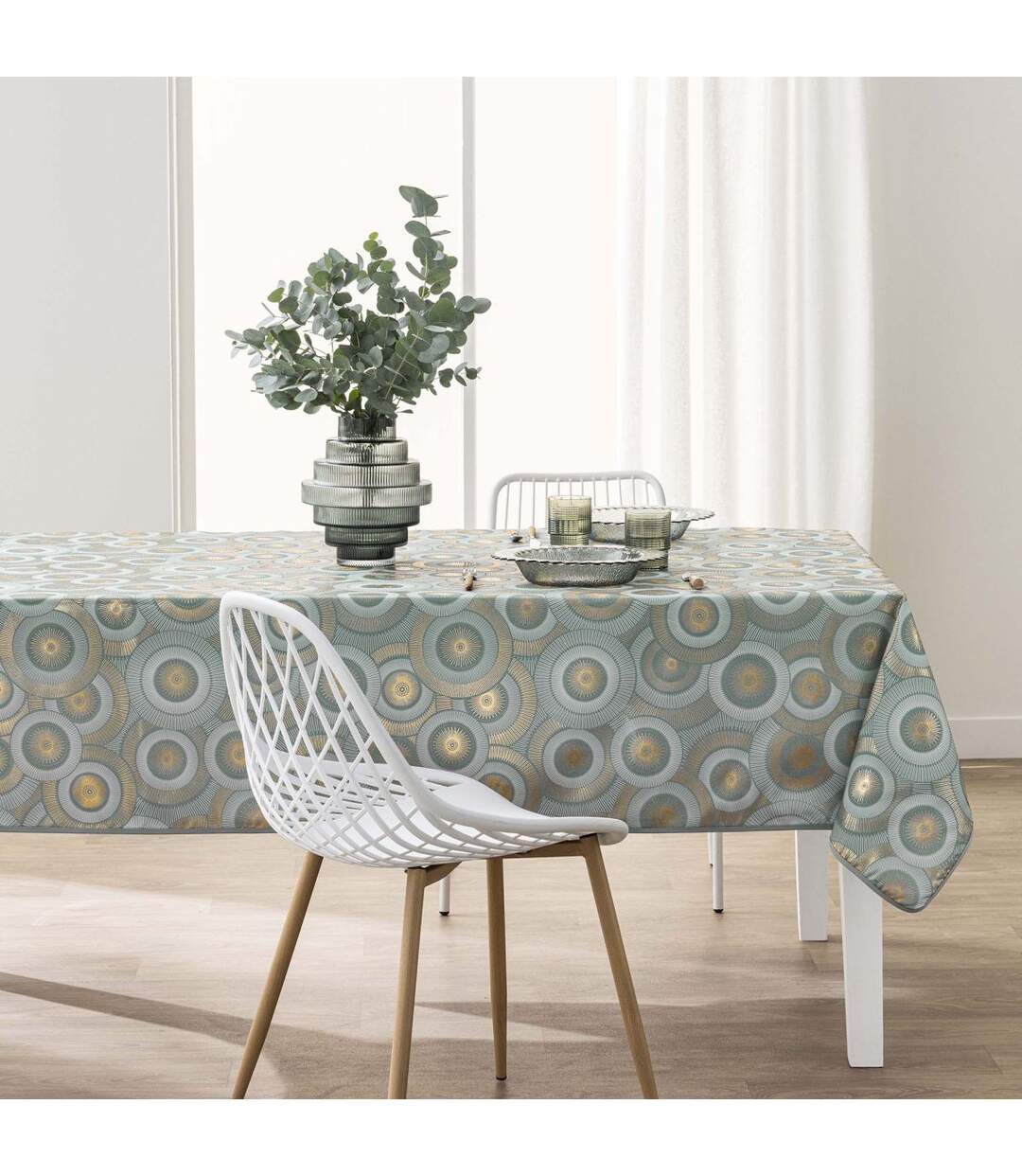 Nappe Imprimé Métallisé Eclipse 145x240cm Vert Sauge-3