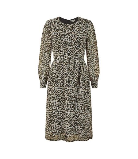 Robe Patineuse Motif/style Imprimé Léopard Femme Marron Noir Yumi