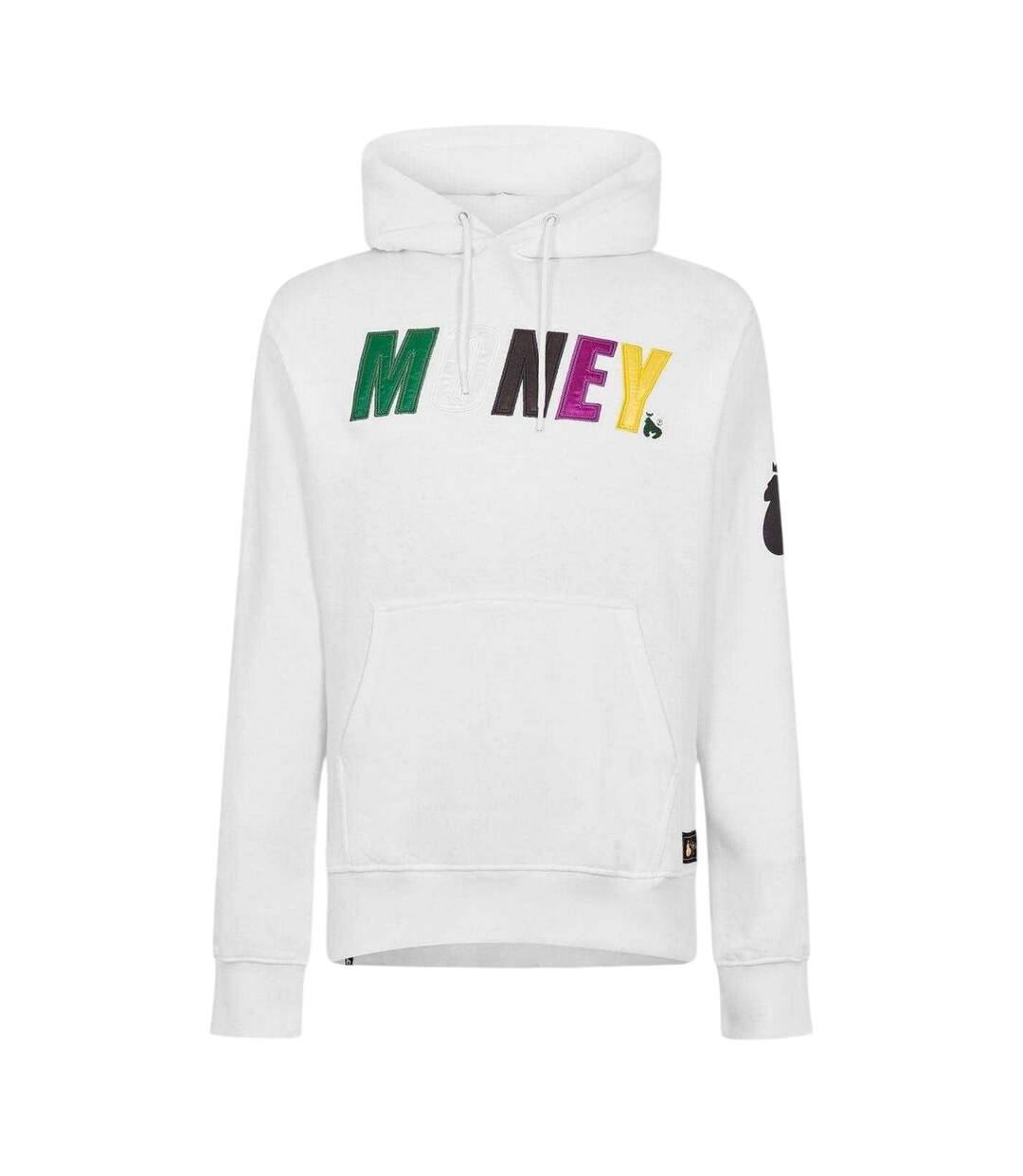 Mens Satin Long-sleeved Hoodie White Money-1