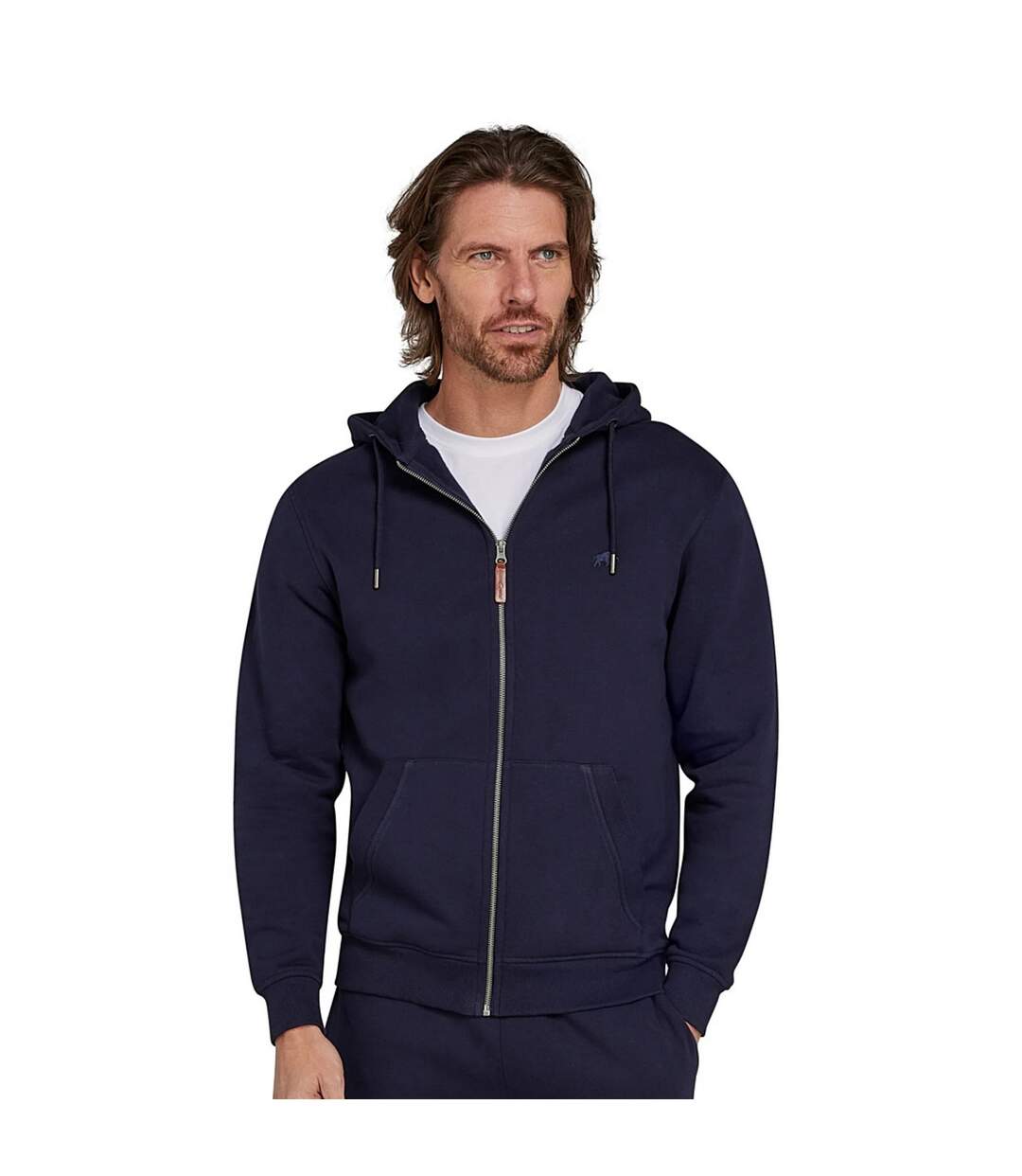 Mens Classic Zip Front Hoodie Navy Raging Bull-4