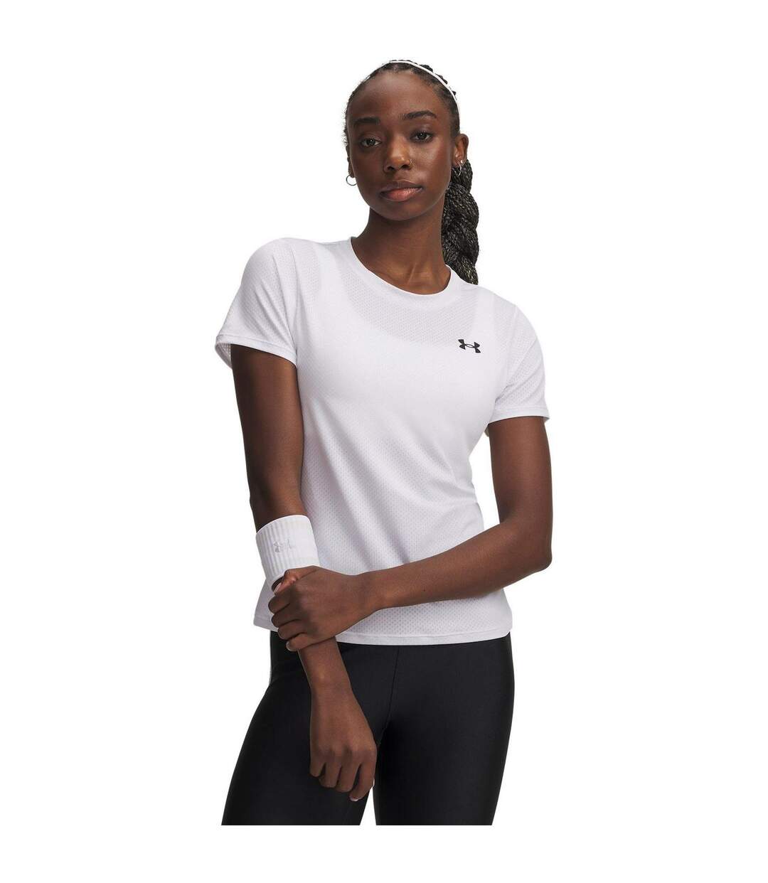 Womens/ladies Tech Mesh T-shirt White Black Under Armour-1