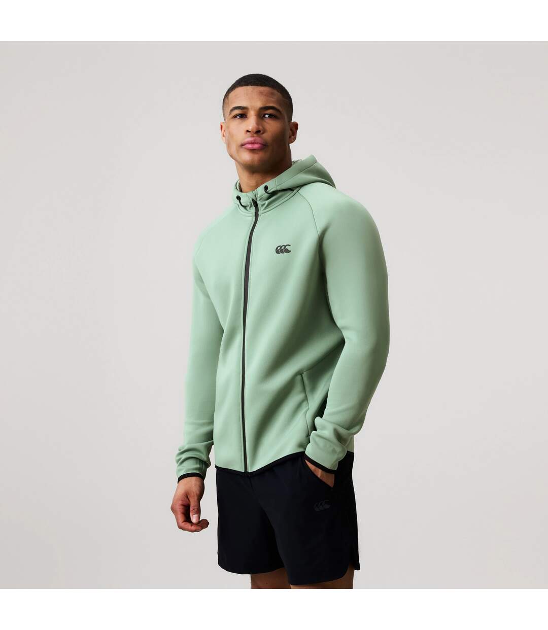 Mens Everest Full Zip Hoodie Green Canterbury-1