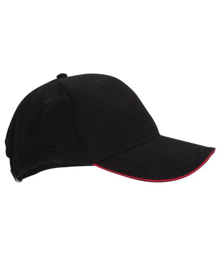 Adultes Unisex Athleisure Cotton Baseball Cap Noir Rouge Classique Beechfield