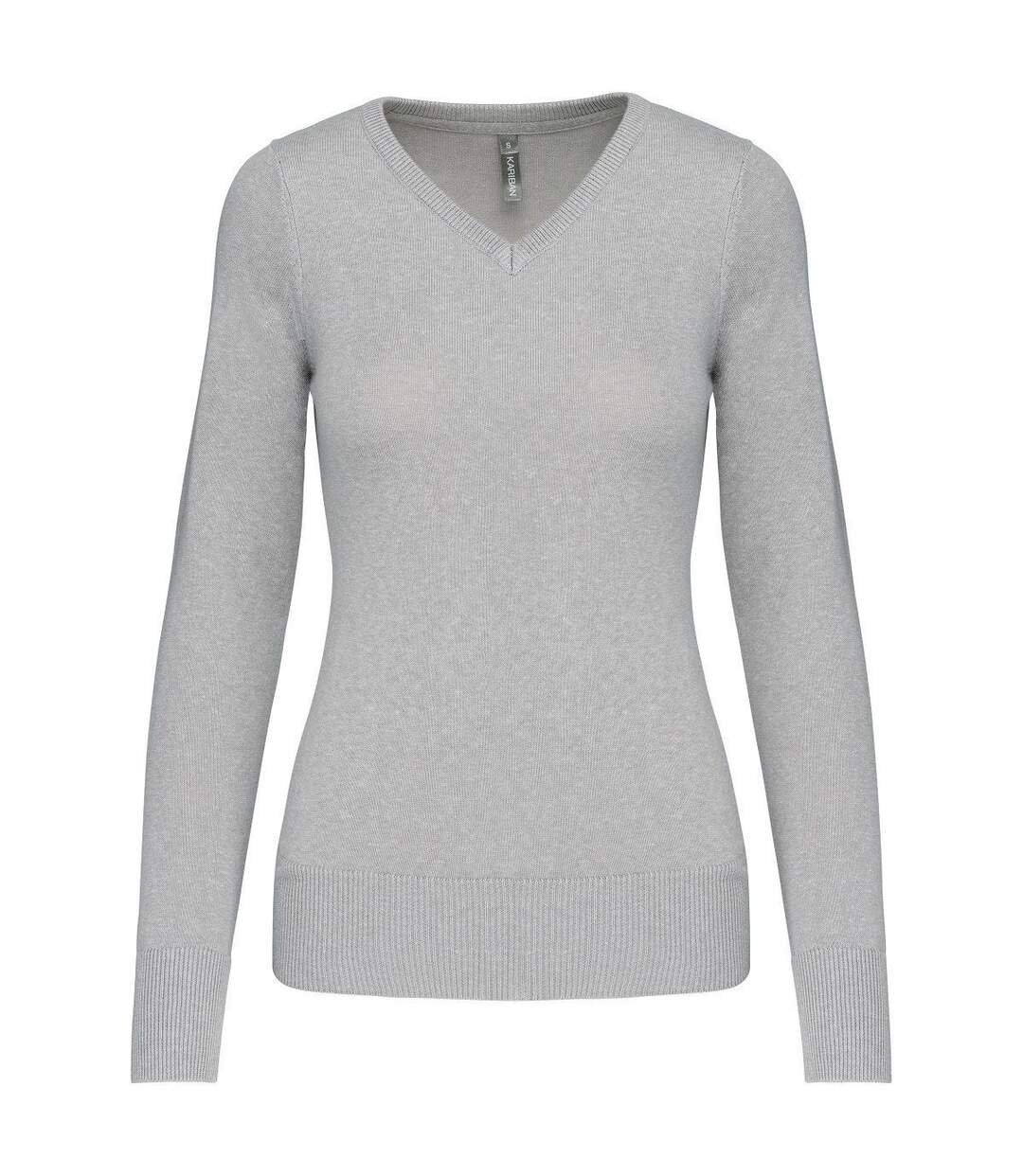 Pull col V femme - K966 - gris clair