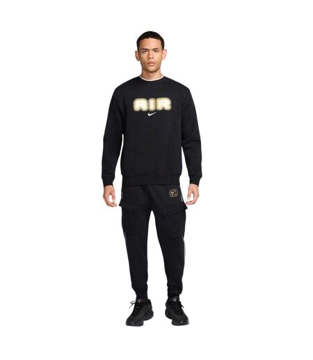 Mens Air Crew Neck Relaxed Fit Long-sleeved Sweatshirt Black Gold Nike