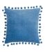 Furn Dora Pom Pom Velvet Square Throw Pillow Cover (Sky Blue) (45cm x 45cm) - UTRV3101