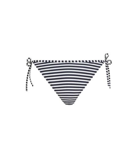 Womens/ladies Scheeky Striped Side Tie Bikini Bottoms White Black Tommy Jeans