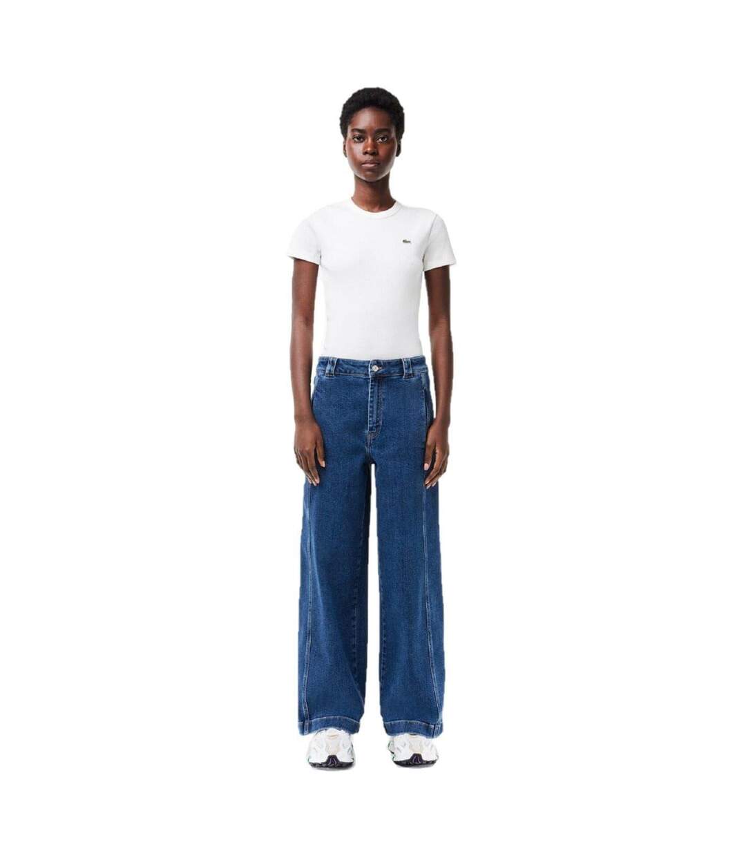Womens/ladies Denim Relaxed Fit Jeans Medium Blue Lacoste-1