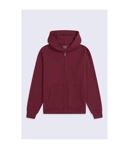 Mens Icon Logo Full Zip Hoodie Burgundy Animal
