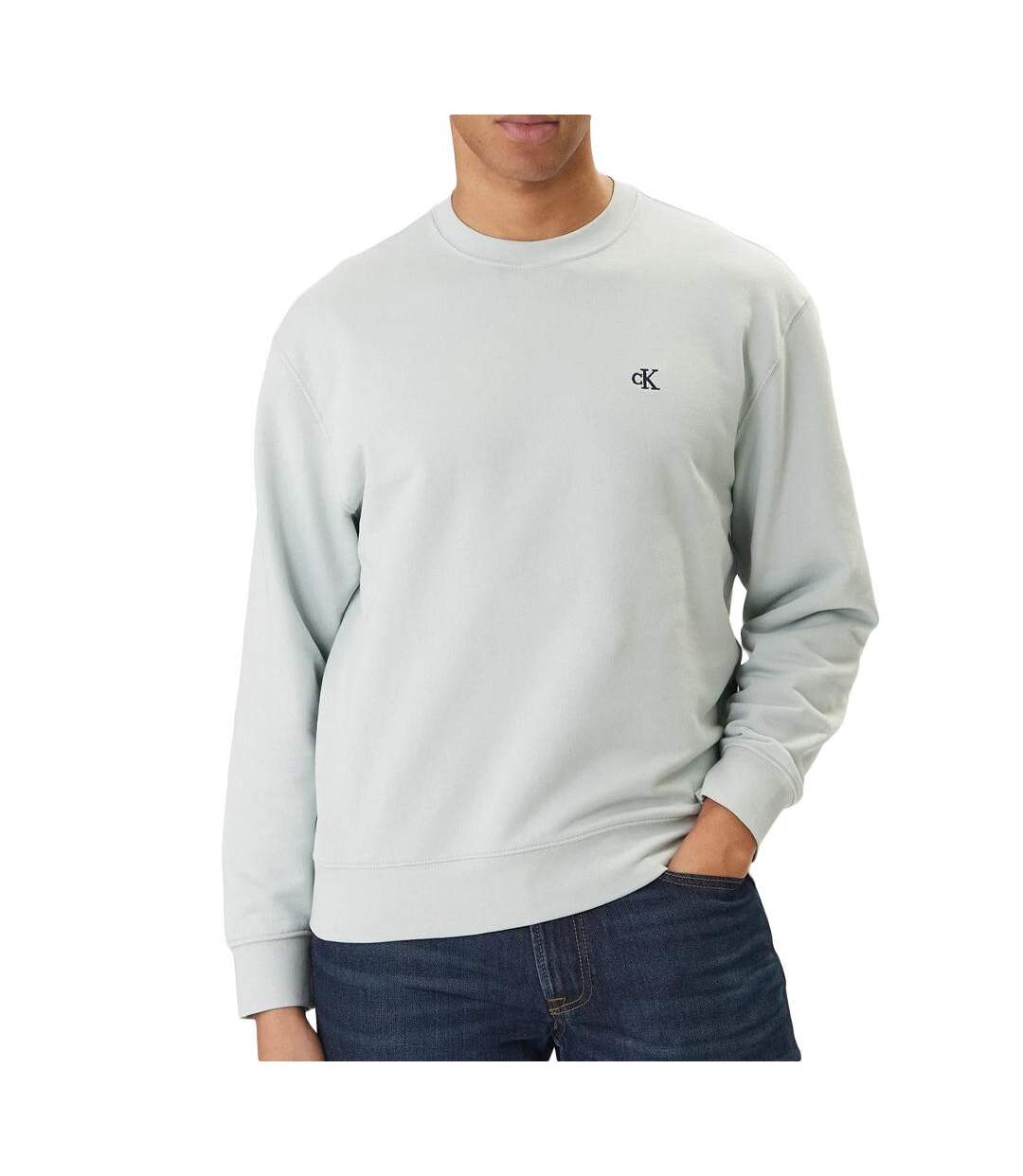 Sweat vert pale homme calvin klein 350terry monog-1
