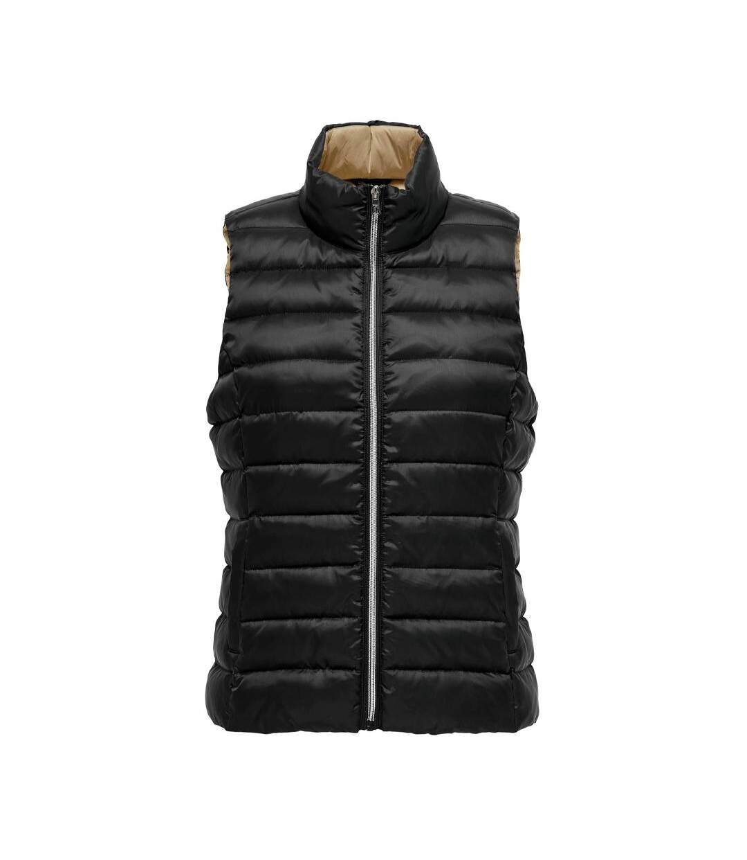Doudoune sans manches noire/marron femme only talire - l-1