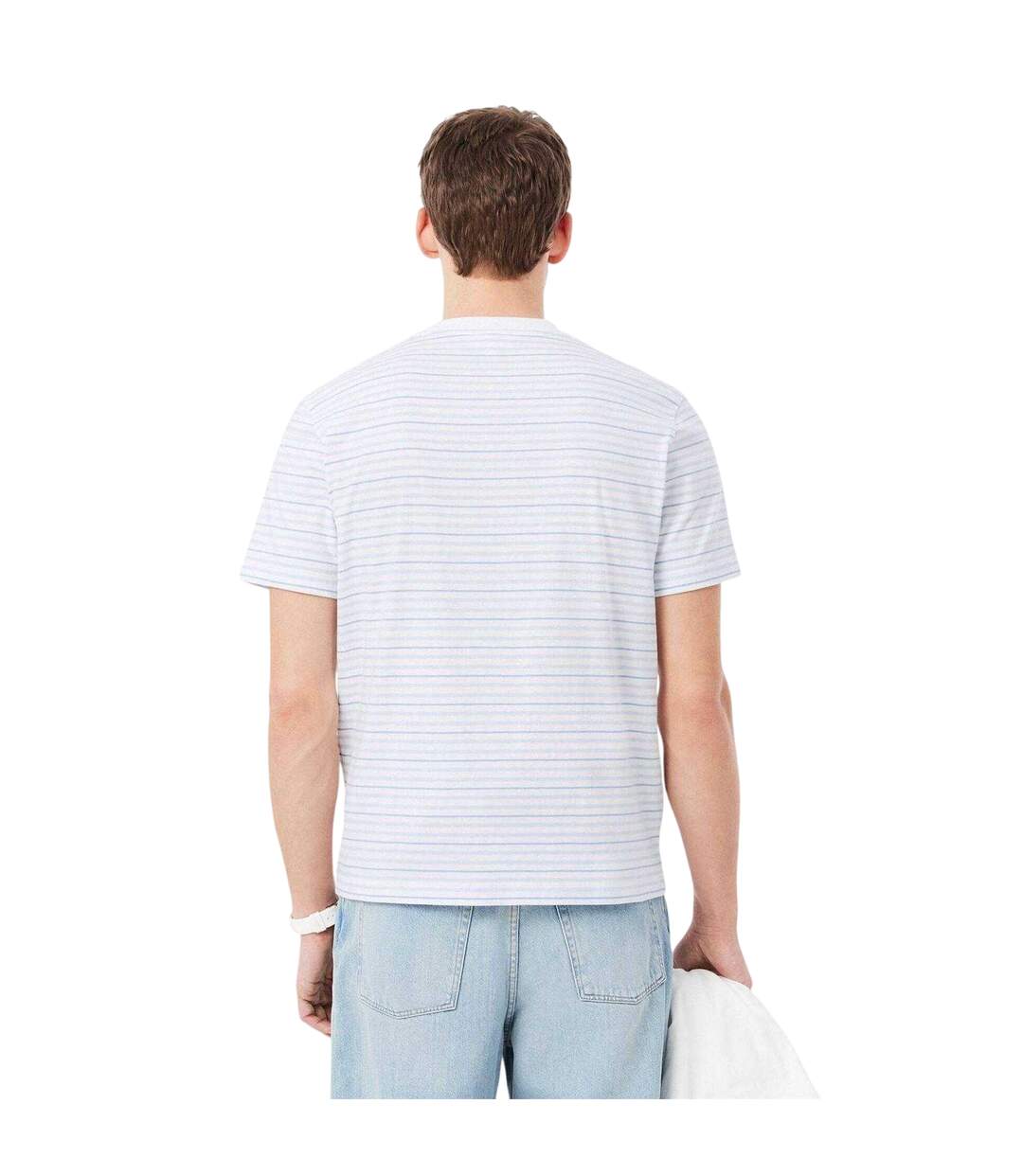 T-shirt Motif/style À Rayures Homme Blanc Lacoste-3