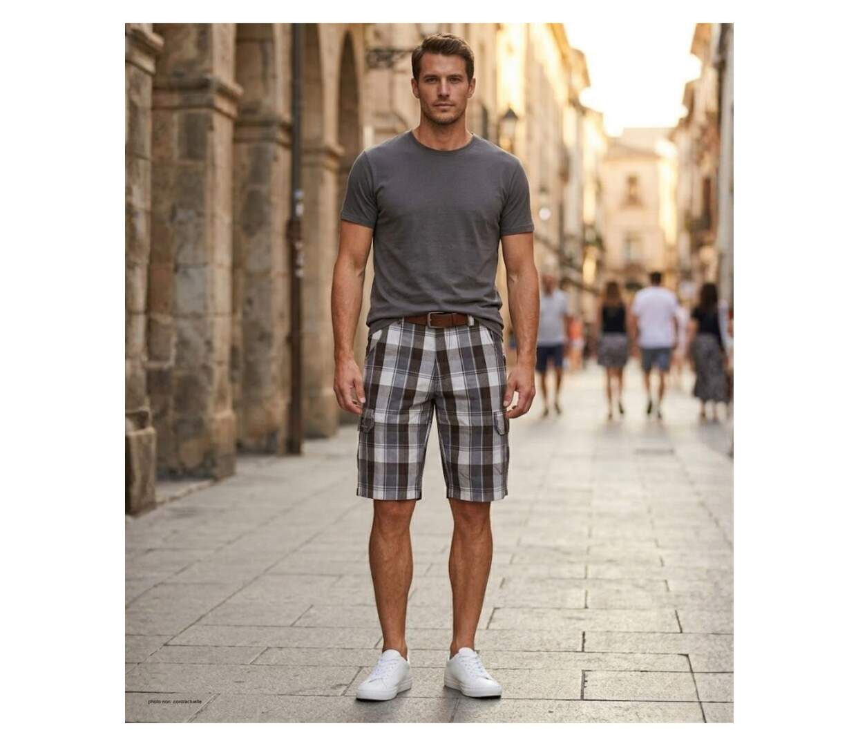 Bermuda homme WINCHESTER ILLOWA2 gris et chocolat : le short à carreaux en coton tout confort-5