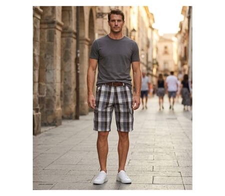 Bermuda homme WINCHESTER ILLOWA2 gris et chocolat : le short à carreaux en coton tout confort