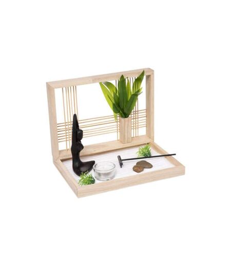 Jardin Zen 1 Bougeoir Yoga 24cm Beige & Blanc