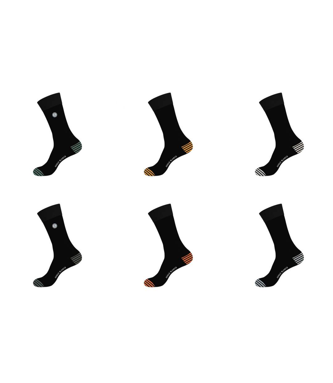 Lot de 6 paires de chaussettes de ville homme unies modèle D Serge Blanco-1