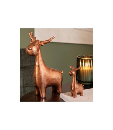 Lot de 3 Cerfs Déco Résine 25cm Cuivre