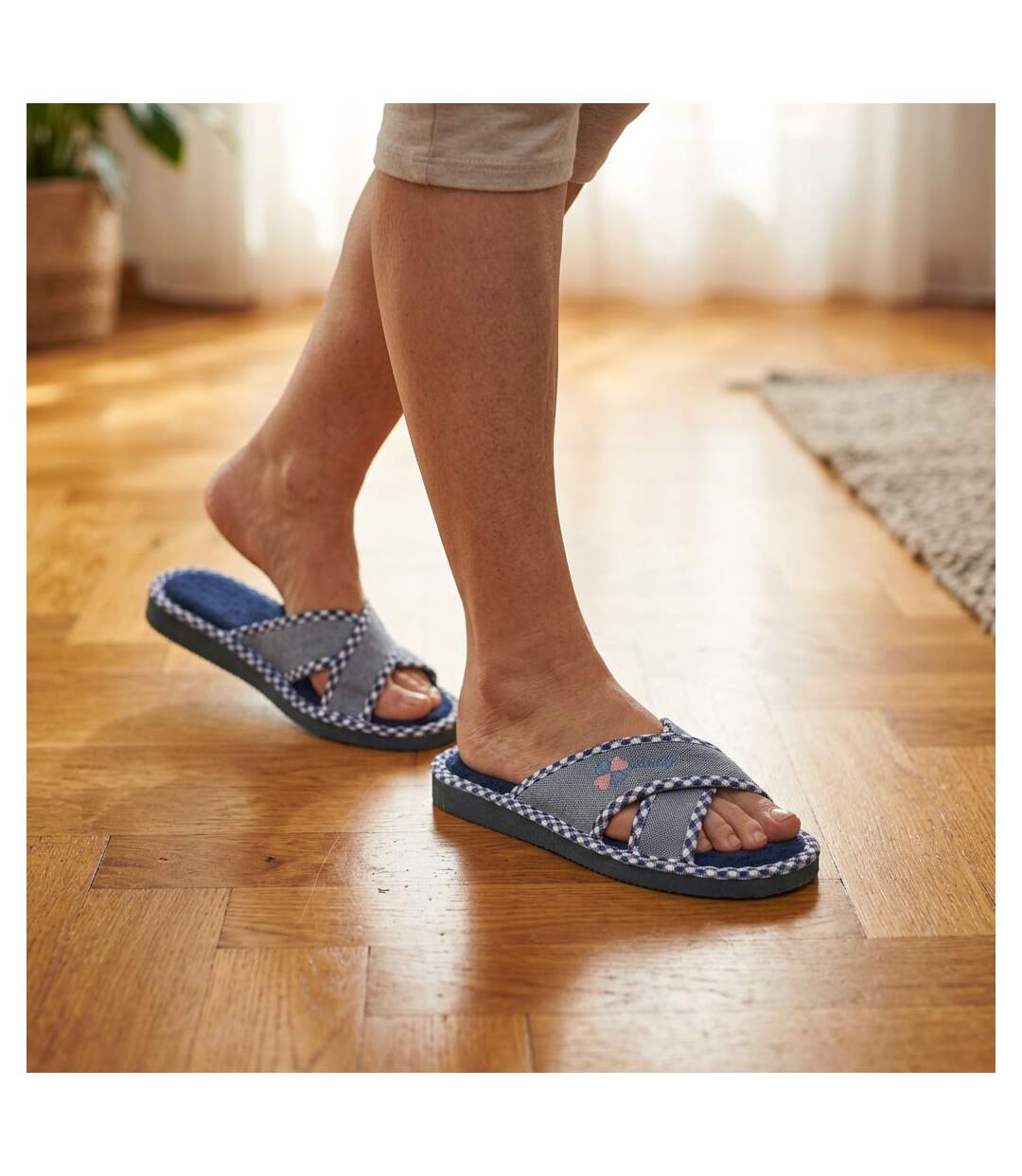 OZABI-Pantoufle Mule Femme Pack 2 Paires Sangles Croisees Imprimees-3