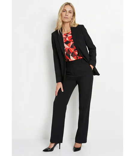 Veste blazer unie coupe droite col tailleur