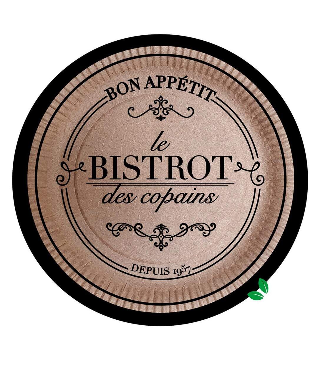 Lot de 10 Assiettes en Carton Bistrot 23cm Naturel-1