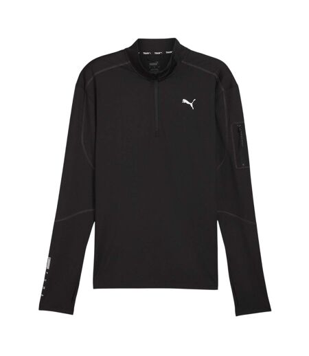 Mens Cloudspun Quarter Zip Long-sleeved Top Black Puma