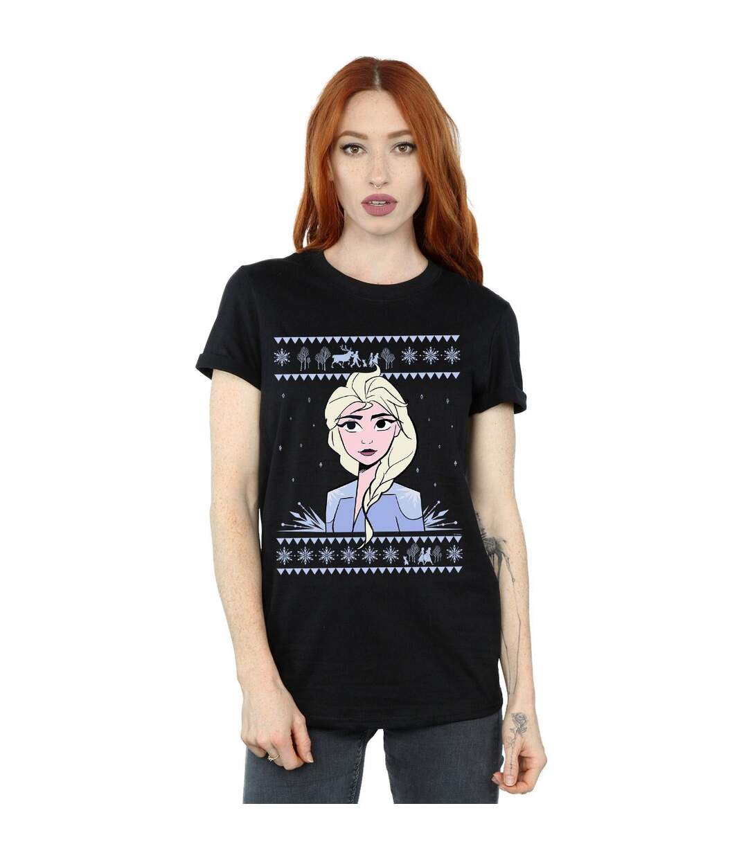 Disney - T-shirt FROZEN ELSA CHRISTMAS - Femme (Noir) - UTBI24610-2