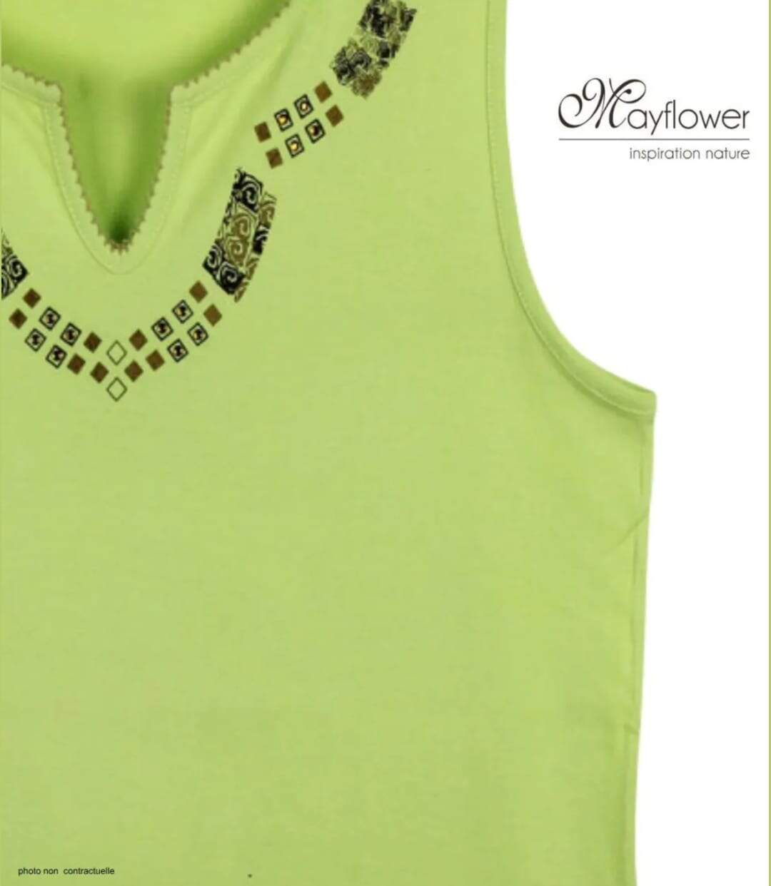 MAYFLOWER PF062V - Débardeur vert 100% coton pour femme : fraîcheur et confort quotidien-4