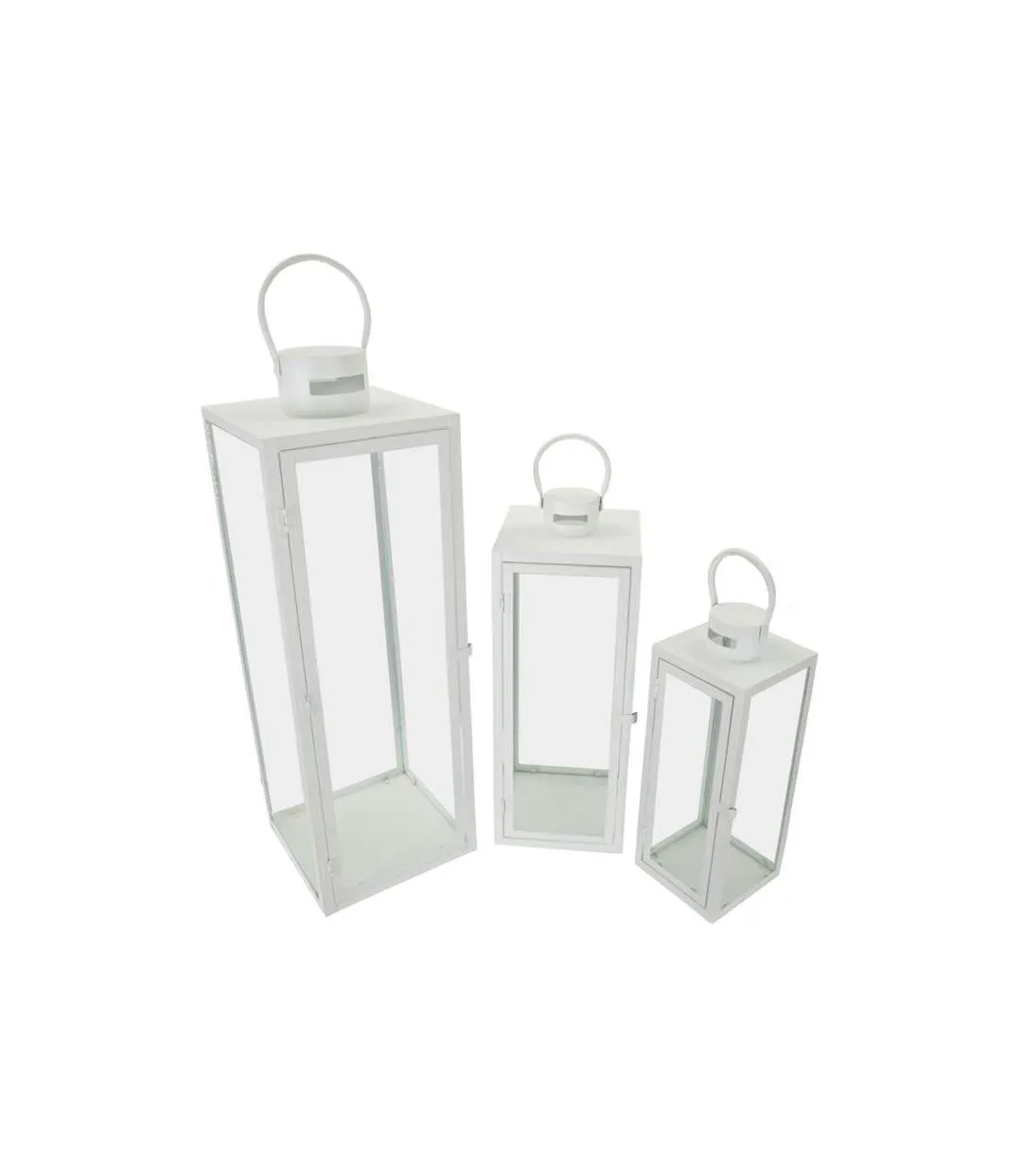 Lot de 3 Lanternes en Verre Magic 66cm Blanc-2