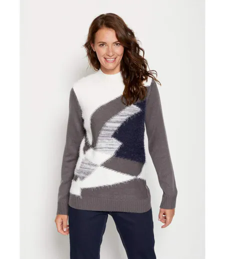 Pull maille poilue manches longues
